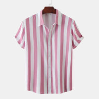 Chemise à manches courtes pour homme avec patte de boutonnage - Rayée