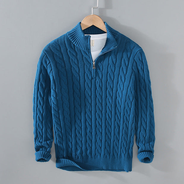 Pull en coton avec demi-zip pour hommes
