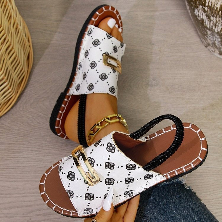 Flache Damen-Sandalen mit Monogramm-Druck - Amelia