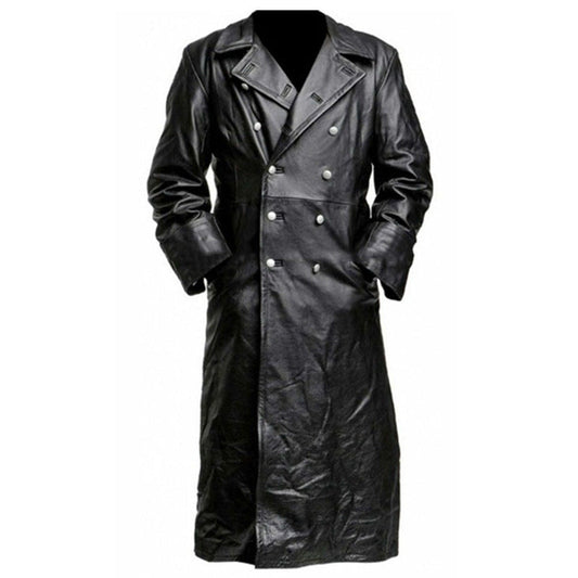 Veste de motard longue pour homme avec fermeture à boutons - Varekh