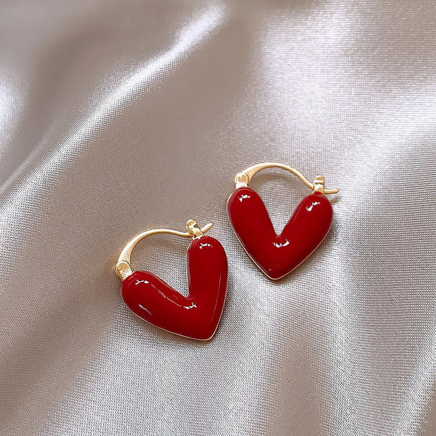 Bijoux pour femmes Boucles d'oreilles cœur émaillé