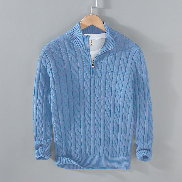 Pull en coton avec demi-zip pour hommes