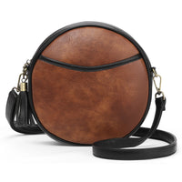 Sac à bandoulière pour femme avec design rond à effet cuir vintage - Noelia