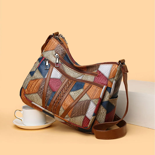 Sac à bandoulière pour femmes avec imprimé géométrique rétro multicolore - Mirella