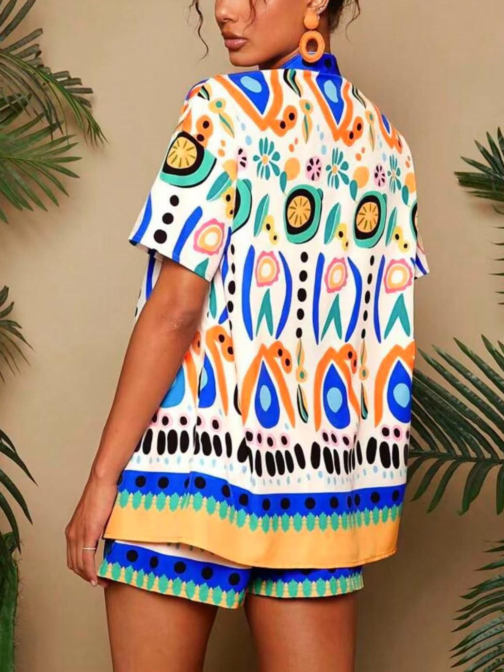 Damen Frühjahr gedruckt Kimono kurz und Shorts Set - Arlena