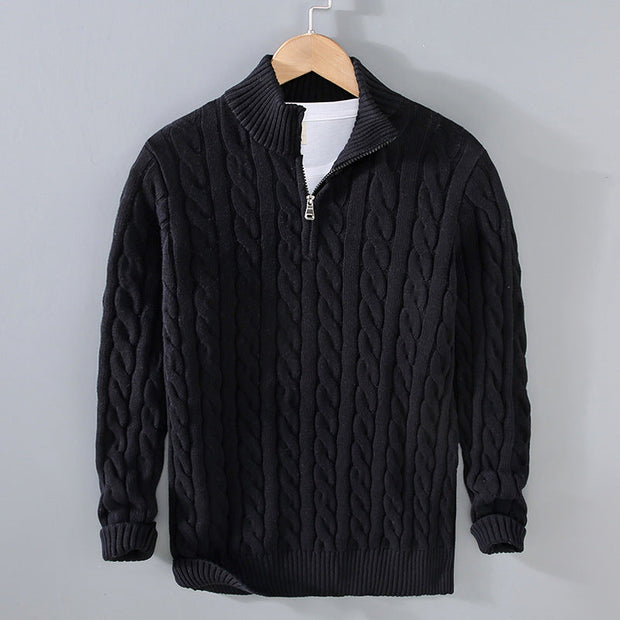 Pull en coton avec demi-zip pour hommes