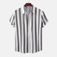 Chemise à manches courtes pour homme avec patte de boutonnage - Rayée