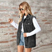 Gilet sans manches en denim pour femme style urbain - Julieta