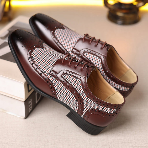 Herren Leder Oxford Schuhe mit Karomuster - Henrik