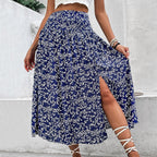 Midirock mit Blumenmuster und Seitenschlitz - Amelia