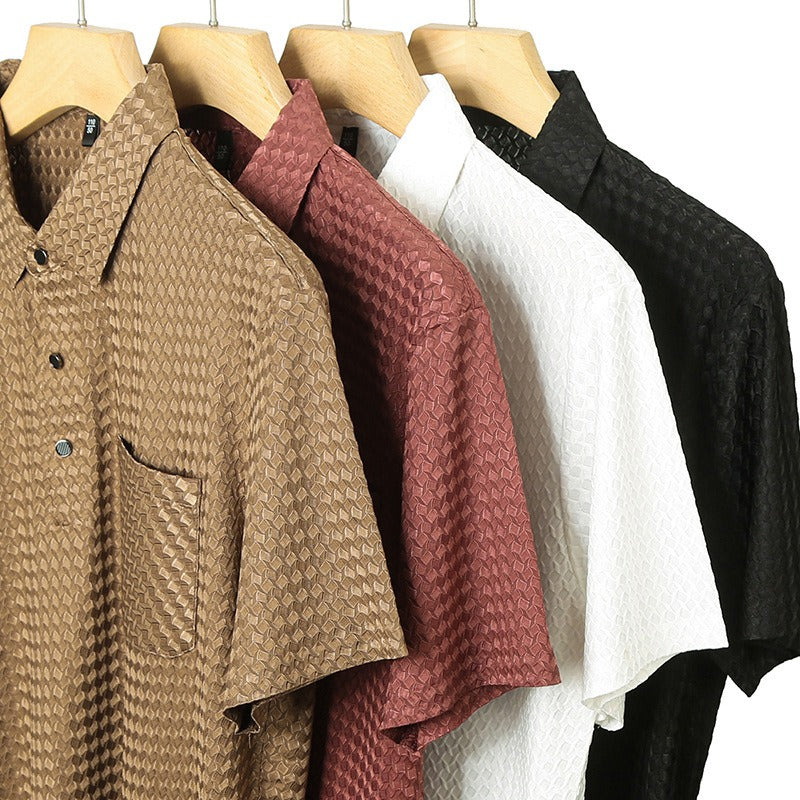 Geometrisch gewebtes Herren-Poloshirt mit Fronttasche - Marcelo