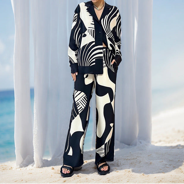 Milena - Ensemble manches longues et pantalon imprimé élégant et tendance