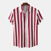 Chemise à manches courtes pour homme avec patte de boutonnage - Rayée