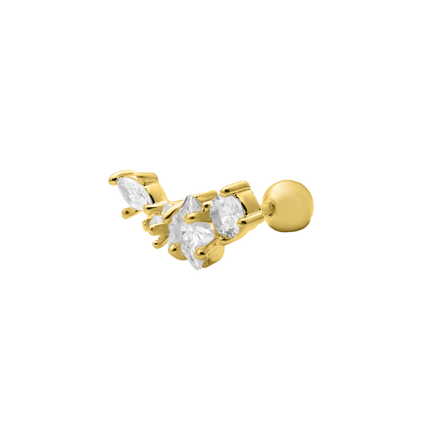Piercing d'oreille monumental en plaqué or 14 carats
