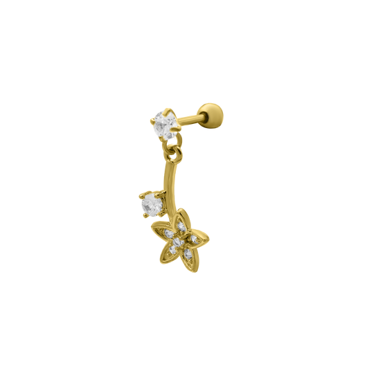 Piercing d'oreille Dangling Stone Star 14K plaqué or
