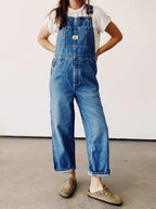 Damen Jeans-Latzhose Vintage Used-Look Oversize - Susi
