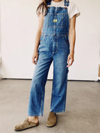 Damen Jeans-Latzhose Vintage Used-Look Oversize - Susi