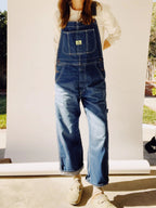 Damen Jeans-Latzhose Vintage Used-Look Oversize - Susi
