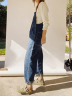 Damen Jeans-Latzhose Vintage Used-Look Oversize - Susi