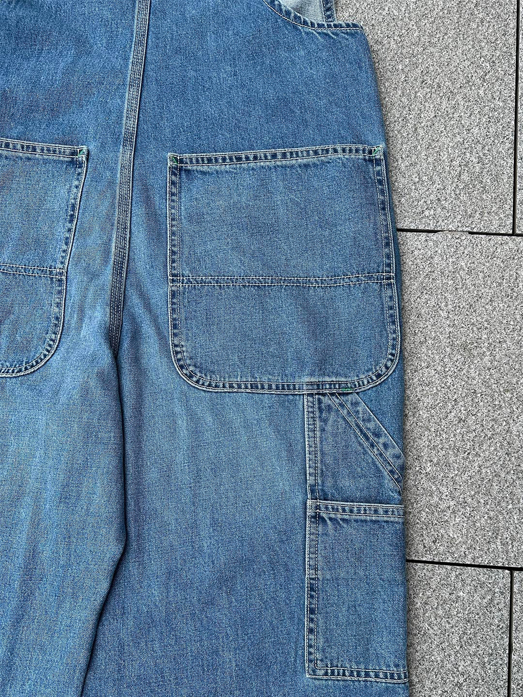 Damen Jeans-Latzhose Vintage Used-Look Oversize - Susi