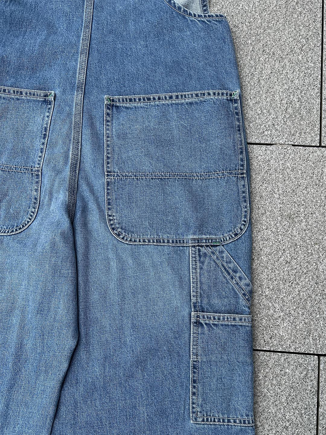 Damen Jeans-Latzhose Vintage Used-Look Oversize - Susi