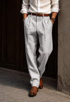 Herrenhose aus Leinen, gerader Schnitt mit Bundfalten – Manuel