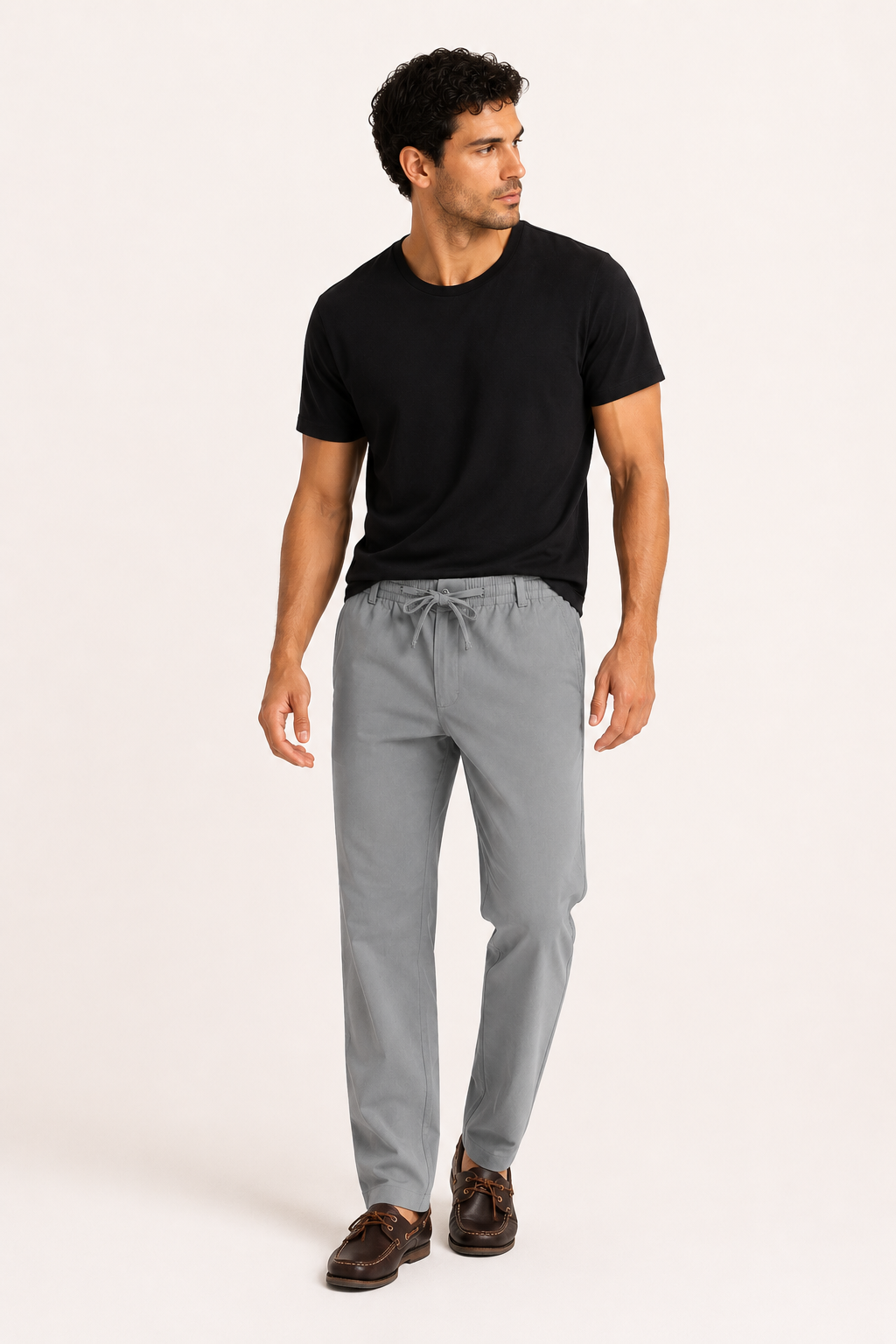 Lässige Herrenhose mit geradem Bein und elastischem Bund – Kaspar