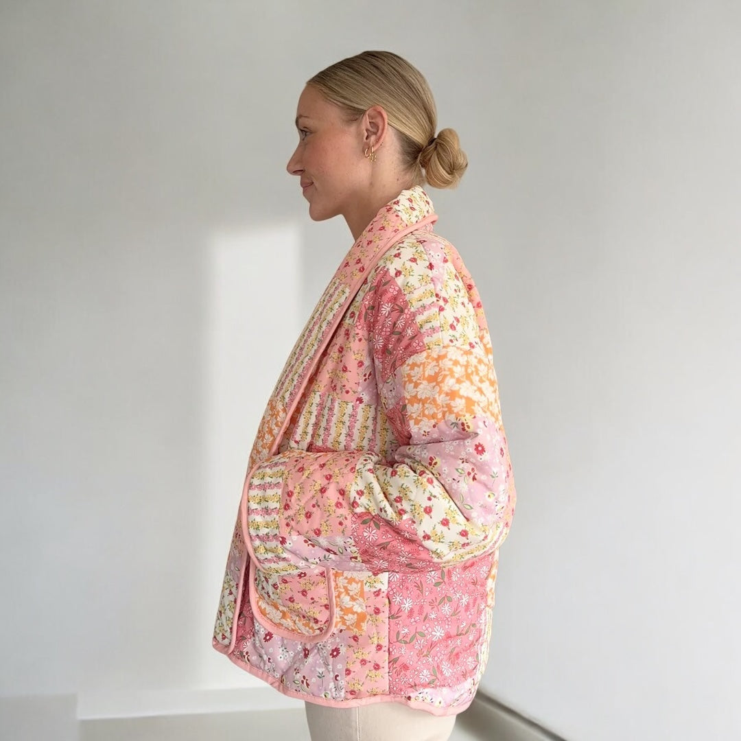 Gesteppte Jacke mit Blumenmuster für Frauen - Eirlys