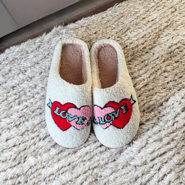 Chaussons en peluche pour femmes avec motif brodé - Valentina