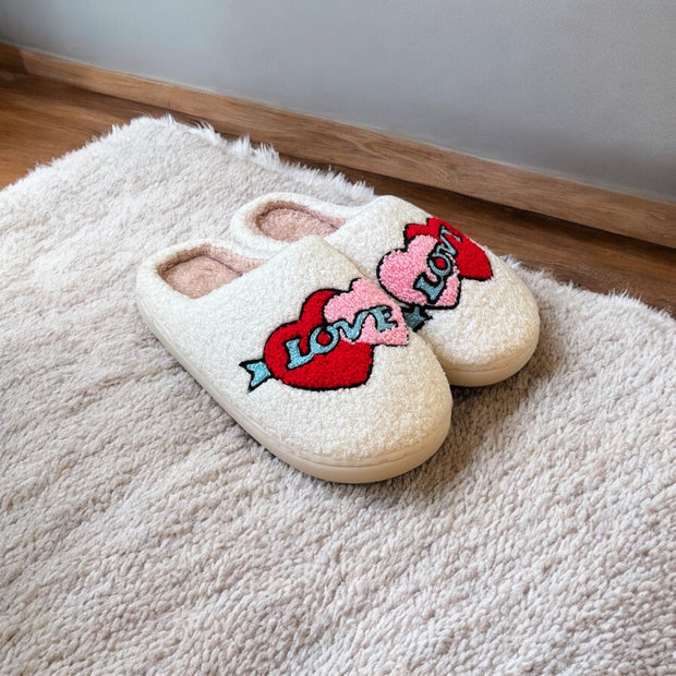 Chaussons en peluche pour femmes avec motif brodé - Valentina