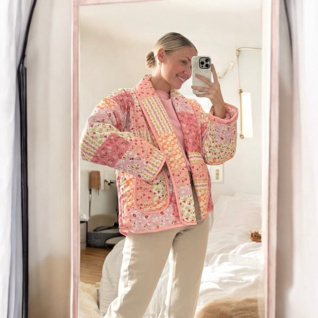 Gesteppte Jacke mit Blumenmuster für Frauen - Eirlys