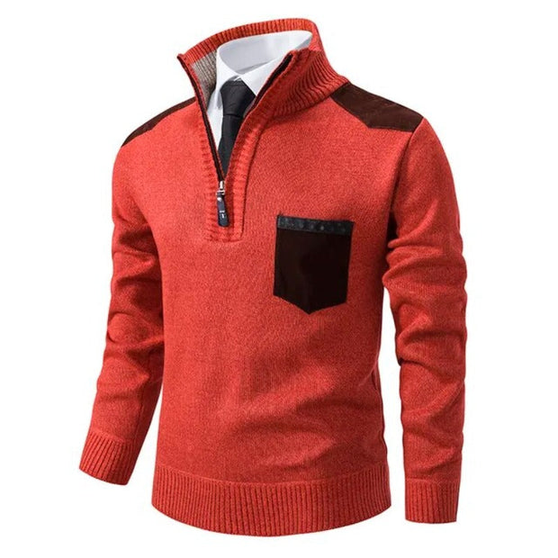 Pull tricoté à demi-fermeture éclair pour hommes - Lennart