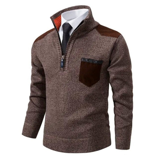 Pull tricoté à demi-fermeture éclair pour hommes - Lennart