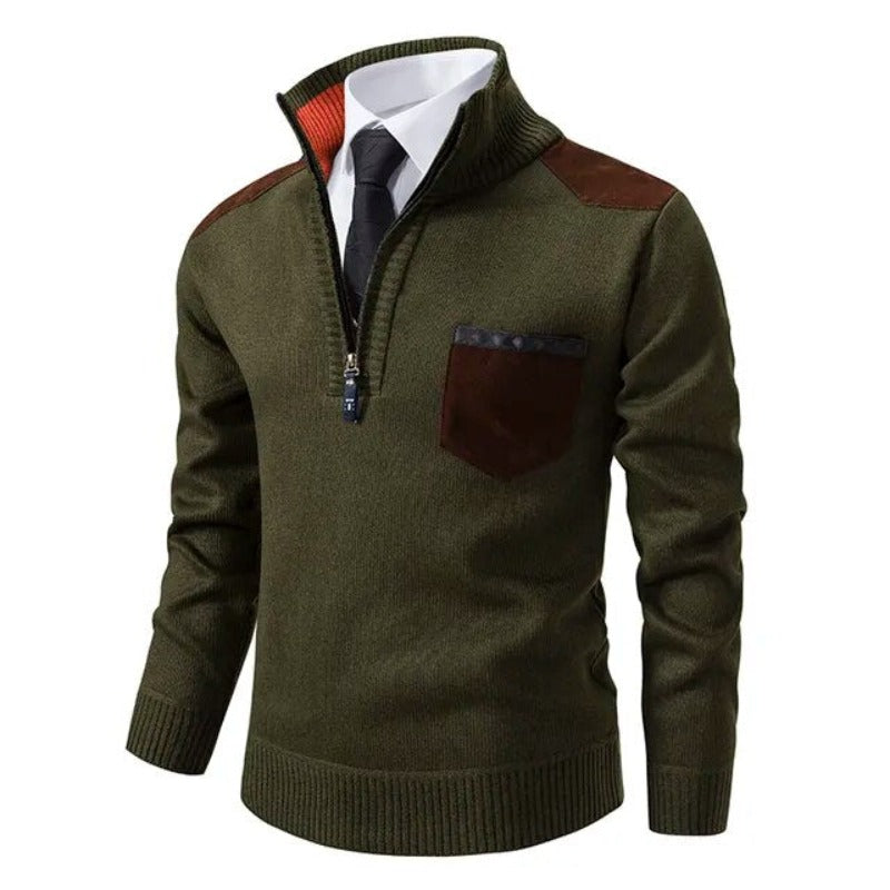 Herrenstrickpullover mit halbem Reißverschluss - Lennart