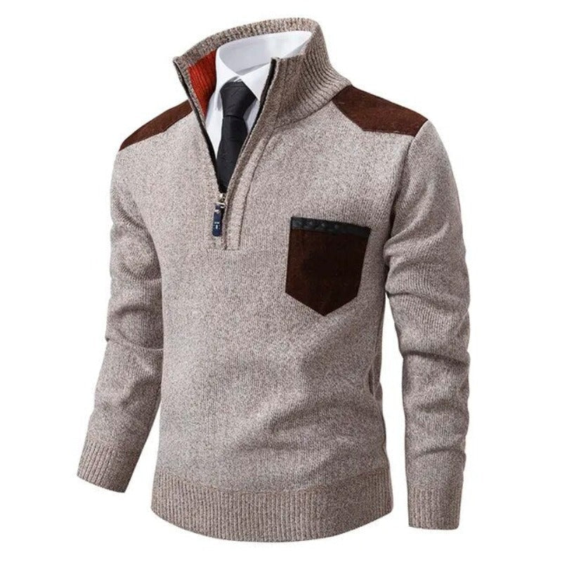 Herrenstrickpullover mit halbem Reißverschluss - Lennart