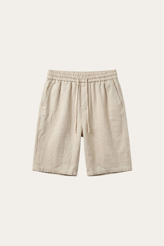 Short en lin avec ceinture élastique et cordon de serrage pour hommes - Lecce