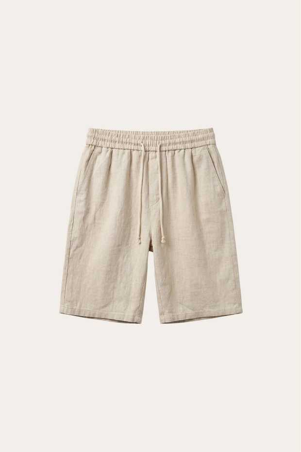 Short en lin avec ceinture élastique et cordon de serrage pour hommes - Lecce