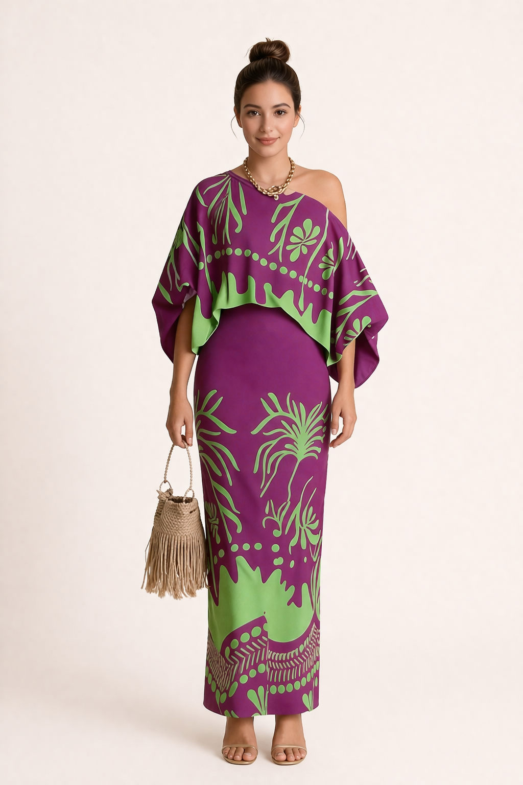 Langer Rock und Bluse mit Frühlingsmotiven - Helene