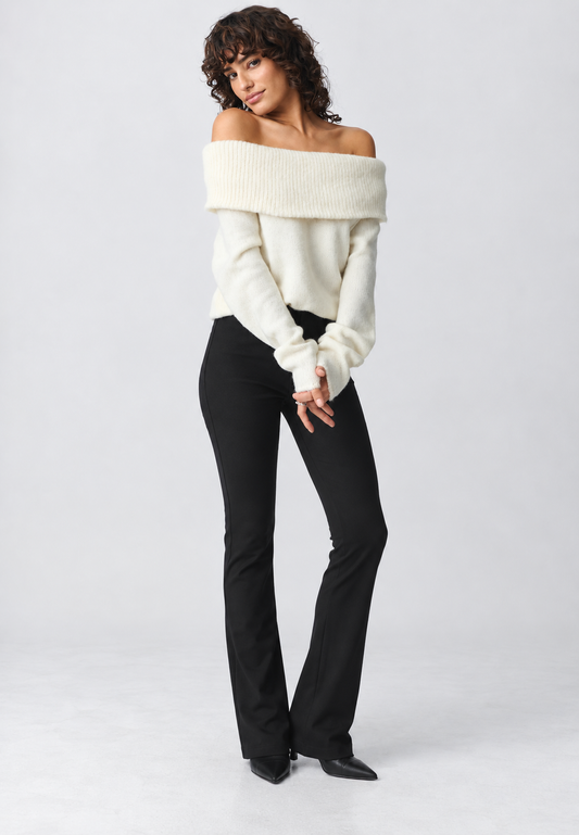 Pull femme épaules dénudées col roulé manches longues - Belisa