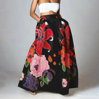 Maxi-jupe femme à imprimé floral, taille haute et stylée