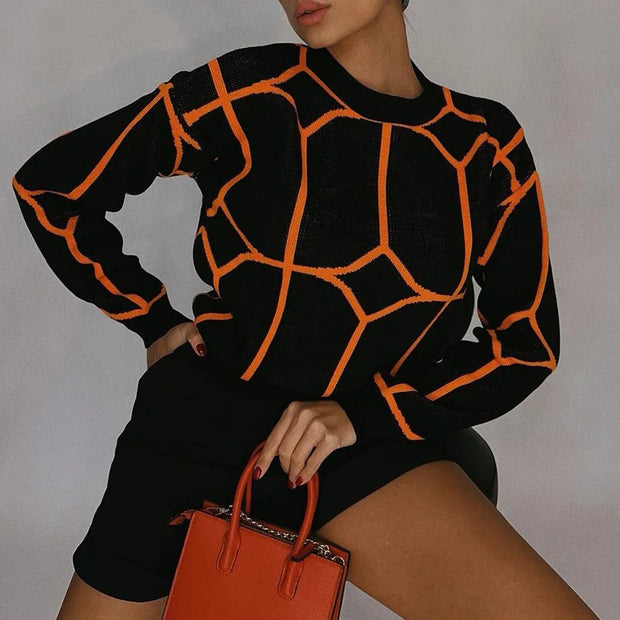 Chio - Geometrischer Rundhalspullover mit markantem Muster