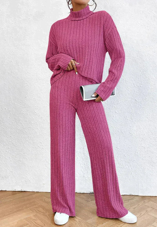 Eve - Pantalon en maille et pull à col roulé pour femme