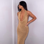 Elisa - Langes Kleid mit V-Ausschnitt für Frauen
