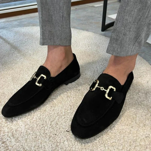 Lorenzo - Mocassins en daim avec boucle en métal