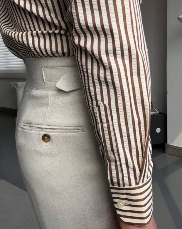 Chemise rayée à coupe italienne pour hommes - Savino
