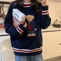 Pull ours de dessin animé de style japonais pour femmes