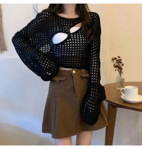 Pull court évidé avec esthétique Pour Femmes