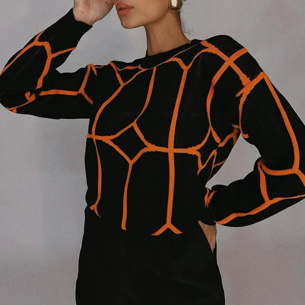 Chio - Geometrischer Rundhalspullover mit markantem Muster