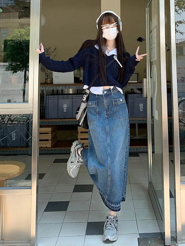Jupes en Jean Long pour Femmes Skido