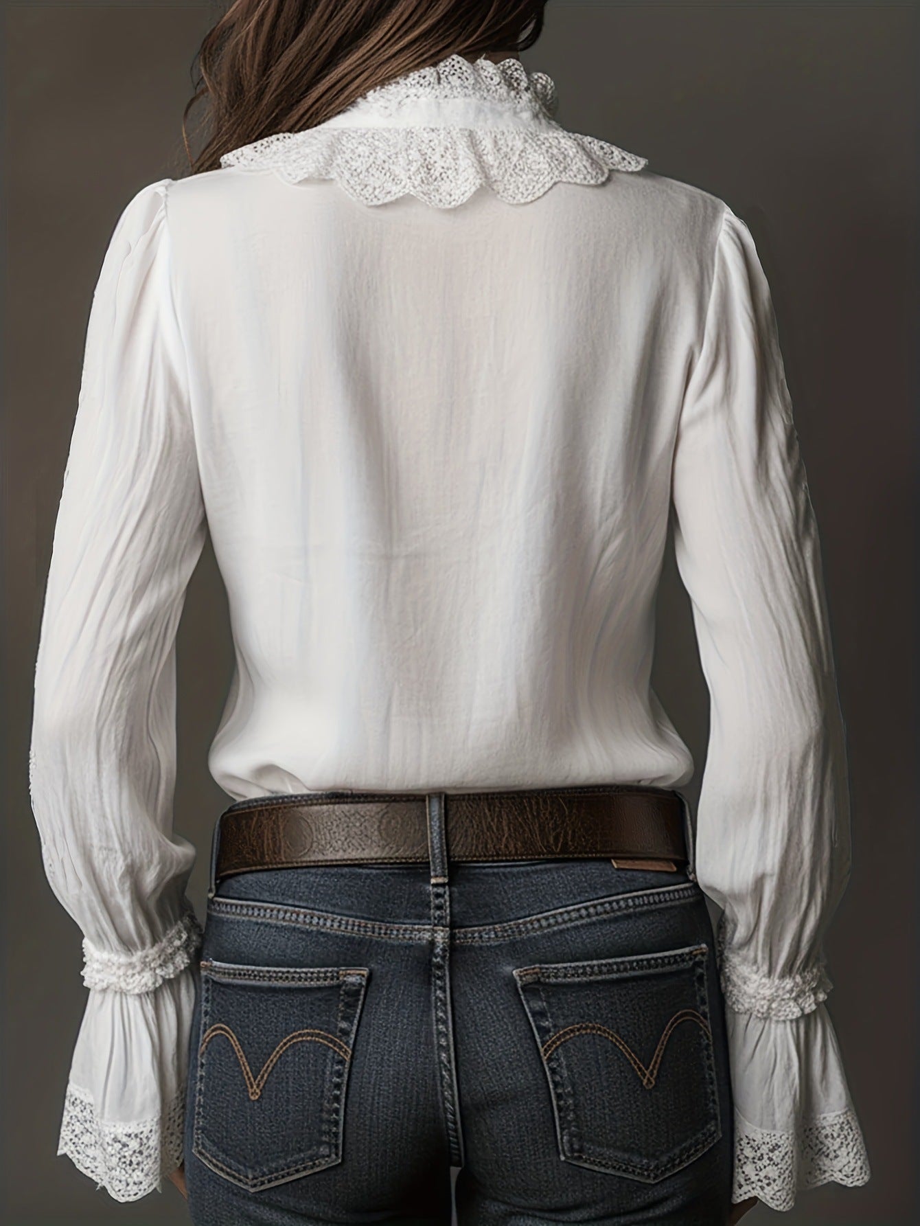 Damen Bluse Spitzenapplikation fließend feminin - Elsbeth
